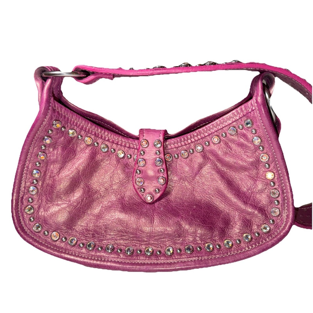 Double J Saddlery Studded Leather Purse PINK RHINESTONE JJ